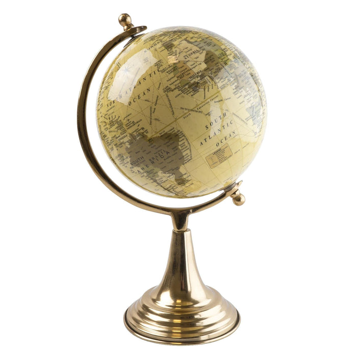 Large Globe on Metal Stand Cream and Gold 37cm