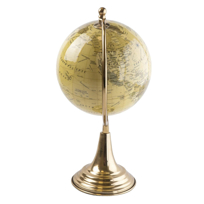 Large Globe on Metal Stand Cream and Gold 37cm