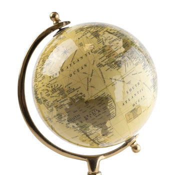 Large Globe on Metal Stand Cream and Gold 37cm